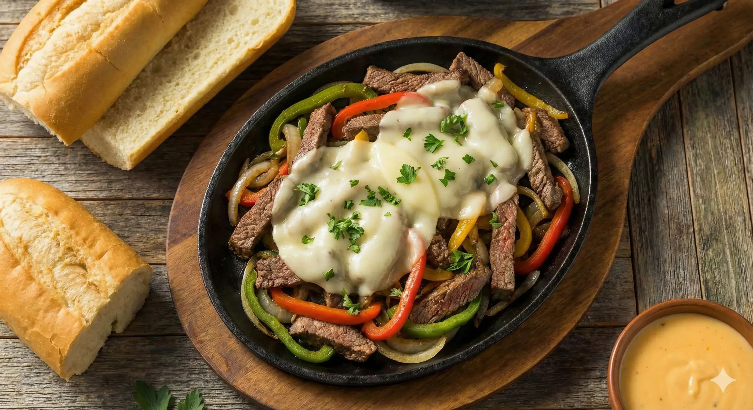 Best Philly Cheesesteak Recipe with Peppers, Onions and Melty Cheese (Super Easy Skillet Version!)