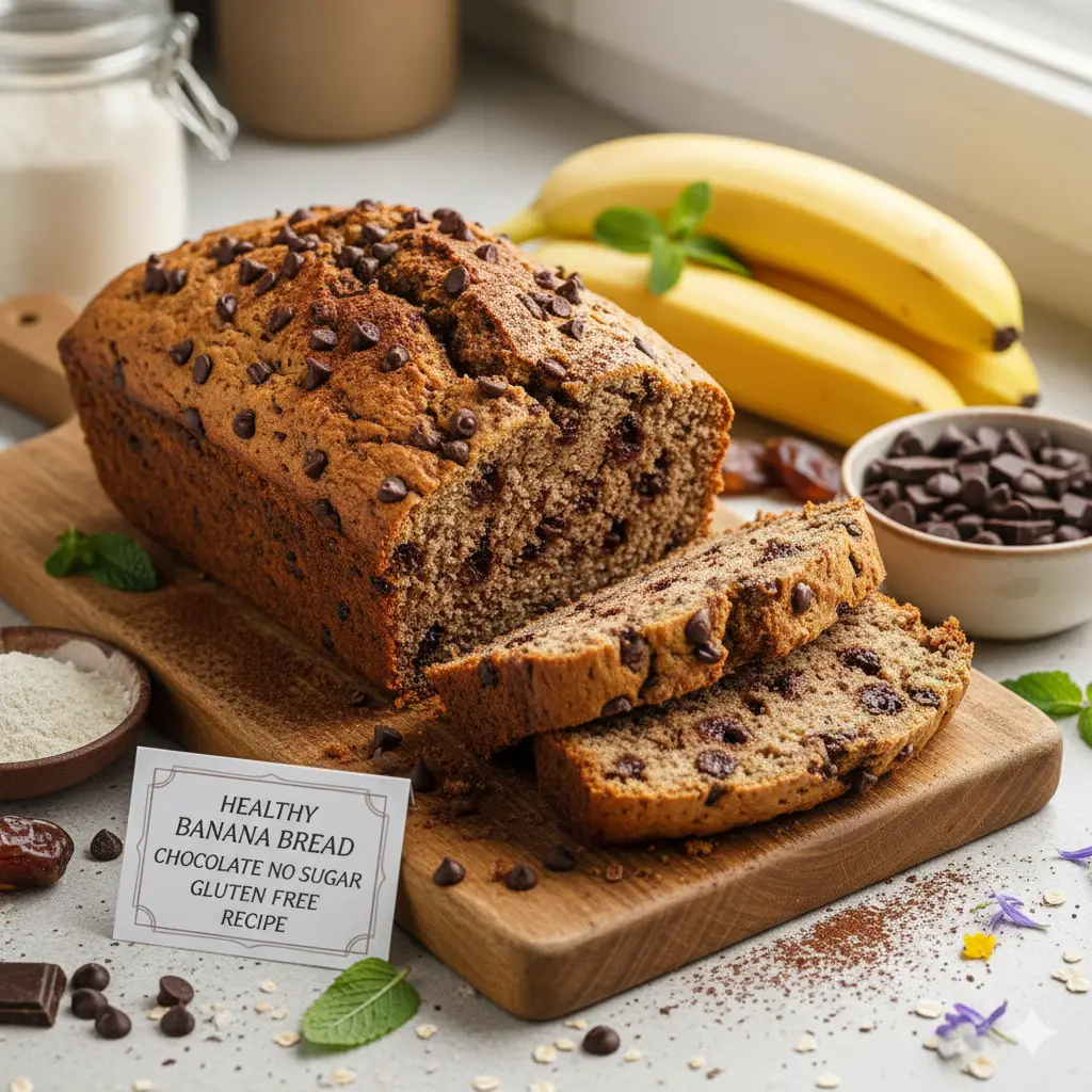 Healthy Banana Bread Chocolate No Sugar Gluten Free Recipe