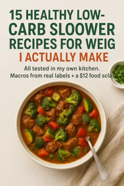 Discover 15 Healthy Low-Carb Slow Cooker Recipes for Weight Loss — all tested in a real home kitchen using accurate macros from real labels and a $12 food scale. Enjoy easy, delicious, and nutritious slow cooker meals made from real ingredients for real results.