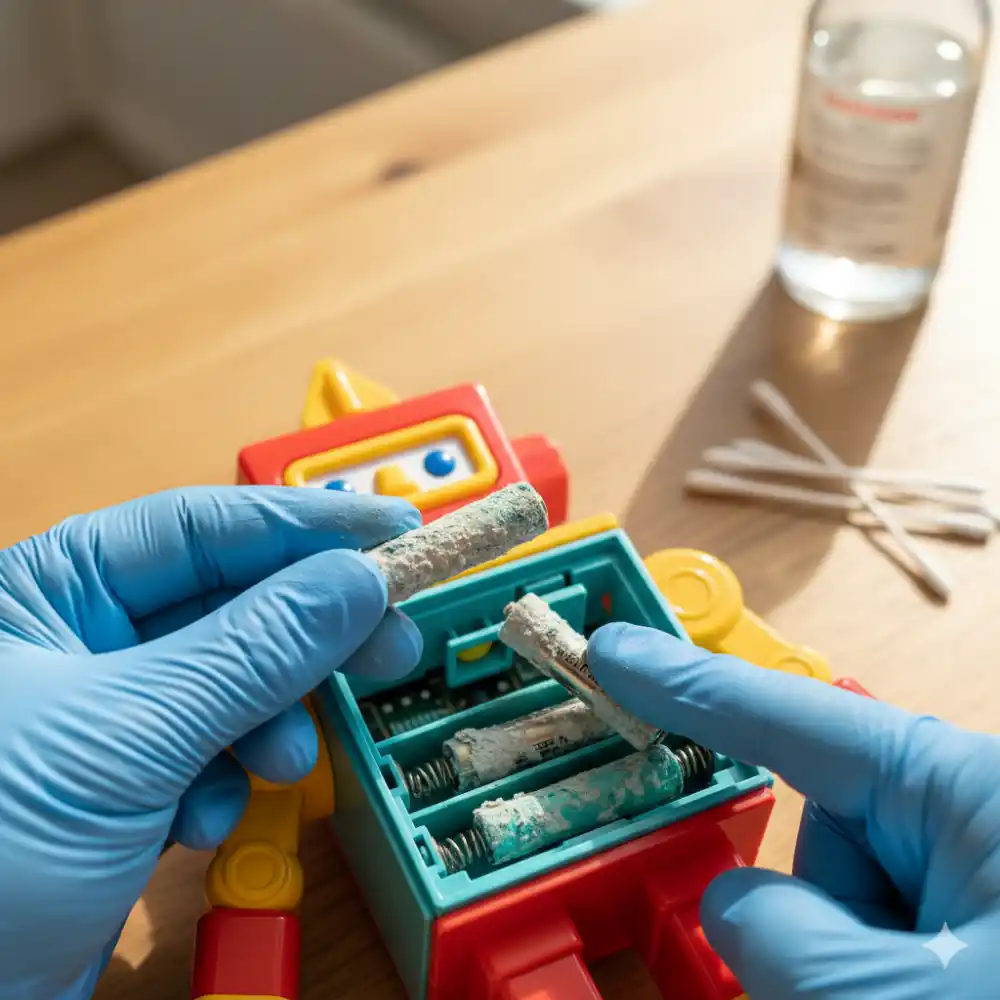 how to clean corrosion off battery terminals in toys