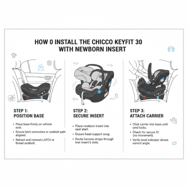 How to Install the Chicco Keyfit 30 with Newborn Insert