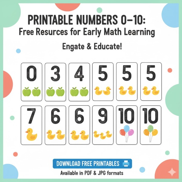 Printable Numbers 0–10: Free Resources for Early Math Learning