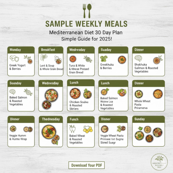 Sample Weekly Meals in a Mediterranean Diet 30 Day Meal Plan PDF